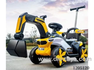 excavator/Early education, lighting, forward and backward movement, electric digging arm, 380 motor, 6.4V battery, safety helmet, shovel, rear basket, push handle (controllable steering)