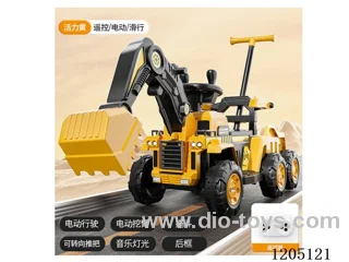 excavator/Lighting, early education music player, thickened body, volume control, 6V4A battery, single wheel drive, full coverage bottom protection, armrest, rear frame, 380 motor, safety helmet, digging head, push handle (controllable steering)