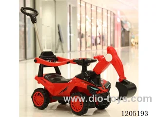 Children's sliding push handle excavator