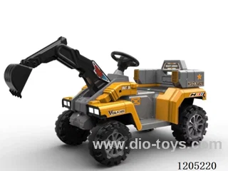 Children's large excavator/Fully electric operated digging arm, anti slip tires, dynamic music, LDE lighting, 12V4.5 battery, upgraded seat belt semi surround seat, 1 * 380 motor