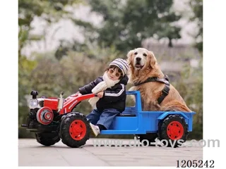 Walking tractor/MP3 socket, dual drive 380 motor, early education function, Tang poetry, with flash, simulated tires, chimney, exhaust pipe, vehicle big bucket 1.8 meters