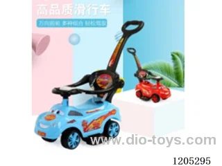 Sliding stroller for kids/Cartoon shape, music lights, environmental protection material, pushing the, guardrail, universal wheel, locker, volume, safety belt