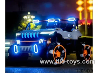 Children's electric car/Multi function music version, cool lights, double row seats, left steering wheel, extra space, one button installation of steering wheel, multi-function remote control, portable pull rod, Four-wheel drive, four-wheel shock, armored bottom protection, 12V7 battery,