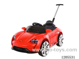 Children's electric car/One click start, early education function, English story, Bluetooth music, high simulation colorful LED front and rear lights, three gear remote control, four-wheel shock absorber, portable push handle, double door, front and rear swing, 6v7 battery, double drive