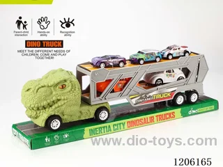 Inertia Dinosaur Tractor with 2 Beetle Cars + 3 Metal Cars