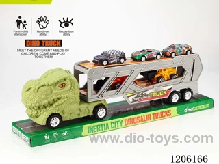 Inertia Dinosaur Tractor with two engineering vehicles + three metal carts