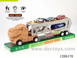 Inertia Dinosaur Tractor with two business cars + three metal carts