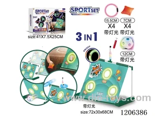 Lighted sandbag throwing + moving soccer goal + lighted hoop 3 in 1