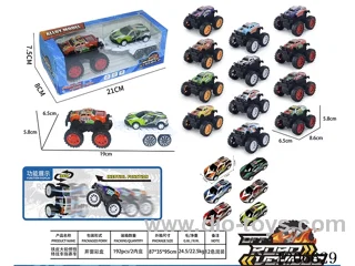 Iron big wheel inertia stunt car towing racing car