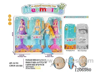 13.5 inch 18CM long hair lights mermaid Barbie (including battery /3-color mixed to Pack)