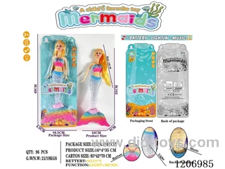 13.5 inch 18CM long hair lighting music mermaid Barbie (including battery/single pack)