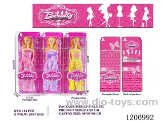 11.5 inch 6-joint full-length dress Barbie (3 colors mixed)