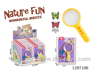 Science and education 5 times magnifying glass with 2 insects (16pcs/ display box)