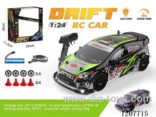 1: 24 Half Proportional Drift Ford RC Car-Green/Purple Including Battery