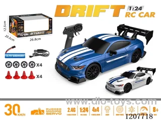 1: 24 Full-scale Mustang Drift RC Car-Blue/White Including Battery