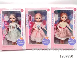 12 inch 11 joints 3D Barbie with comb mirror-three mixed