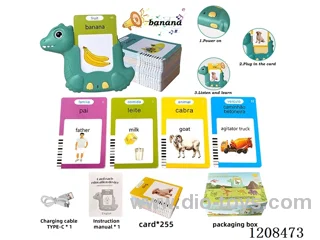 Portuguese+English IC dinosaur puzzle card learning machine-double-sided card *255 (including 3.7V lithium battery)
