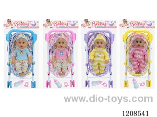 14 inch empty doll+tent iron cart +ic+ bottle/nipple (four mixed)