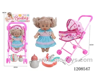 10 inch doll with candy tent cart+bottle+tableware