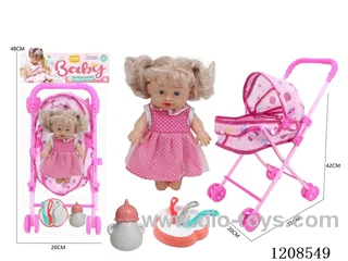 10 inch doll with candy tent cart+bottle+tableware