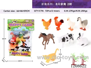 animal set-8 poultry and 2 trees