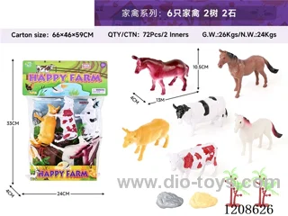 animal set-6 poultry, 2 trees and 2 stones