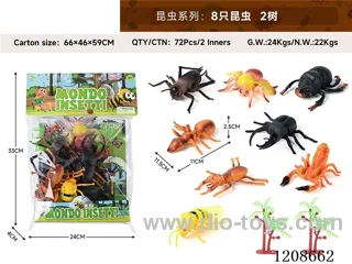 animal set-8 insects and 2 trees