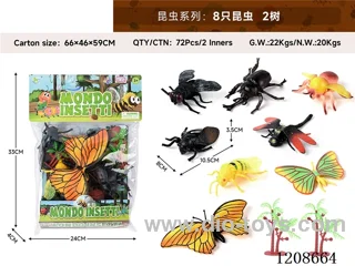 animal set-8 insects and 2 trees