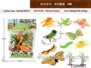 animal set-9 insects and 2 trees