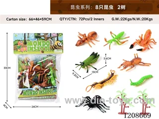 animal set-8 insects and 2 trees