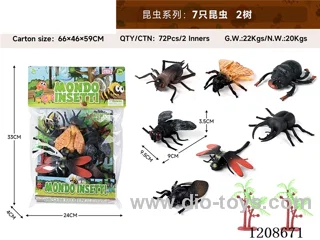 animal set-7 insects and 2 trees
