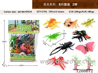 animal set-8 insects and 2 trees