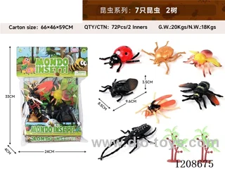 animal set-7 insects and 2 trees