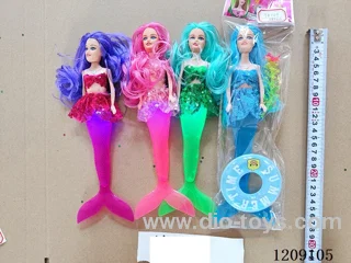 9 inch doll set - Light mermaid + Water plant + Swimming ring (4 color mix)