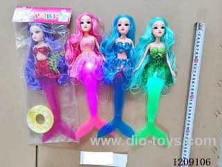 11 inch doll set - Light mermaid + Water plant + Swimming ring (4 color mix)