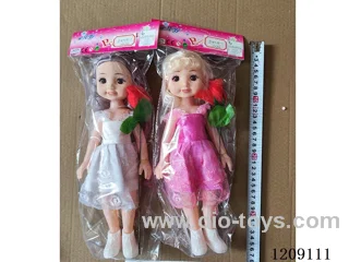 14 inch doll set - Big Head 3D eyes + mesh dress + music + roses
