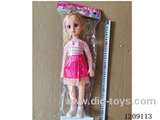 18 inch doll set - Big Head 3D eyes + striped dress + music