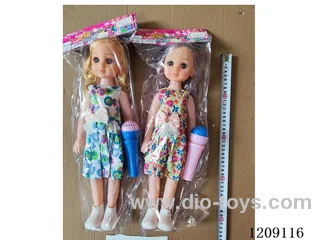 18 inch doll set - Big Head 3D eyes + floral dress + music + music microphone