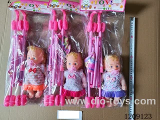 10 inch doll set -3D Eye Dot Dress + pacifier + Trolley