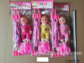12 inch doll set - Flat eye wool pants Absorbent pee + music + trolley