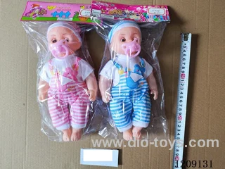 12 inch doll set - Printed suspenders + pacifier