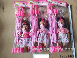 12 inch doll set - Sleeve skirt + pacifier + trolley