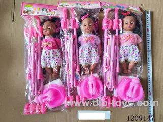 12 inch doll set - Sleeve skirt absorbent pee + music + trolley