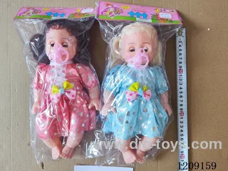 14 inch doll set - Gold Dot dress + pacifier
