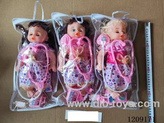 14 inch doll set - Lace dress + music + medical kit 5 piece set + hanging bag