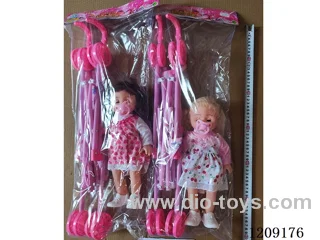 14 inch doll set - Strawberry Dress + Pacifier + Big Cart (2 mixed)