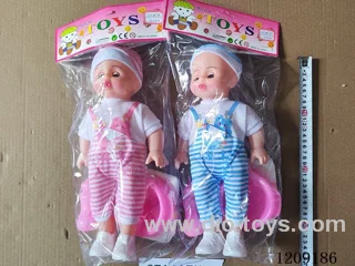 14 inch doll set - Printed suspenders Absorbent pee + music