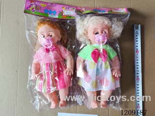 16 inch doll set - Velvet dress + pacifier (2 hairstyles)