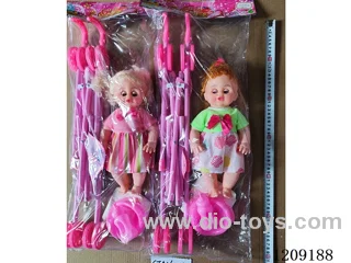16 inch doll set - Velvet dress Absorbent pee + Music + Big cart (2 hairstyles)
