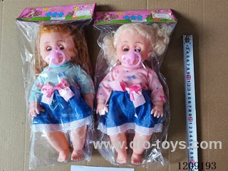 16 inch doll set - Denim Dress + Pacifier (2 hairstyles)